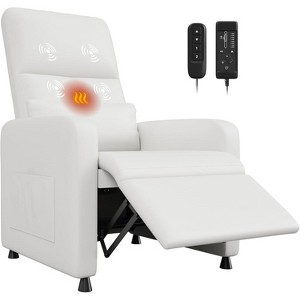Coucheta Power Recliner with Massage and Heat - Adjustable Electric, Ergonomic PU Leather, Side Pockets, USB Port, Home Theater Seating - 1 of 4
