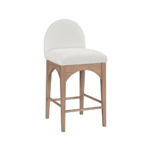 Meridian Furniture,Waldorf Cream Chenille Fabric Stool - 1 of 4