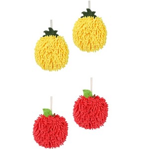 REGALWOVEN Soft Absorbent Fluffy Chenille Ball Bathroom Hand Towels with Wall Hook 4 Pack - 1 of 4