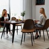 Homy Casa Set of 4 Suede Brown Dining Chairs with Black Metal Legs for Kitchen or Dining Room - 3 of 4