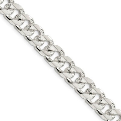 Black Bow Jewelry Men's 10.5mm Sterling Silver Solid D/C Domed Curb Chain Necklace