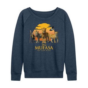 Women's - The Lion King - Sun Group Lightweight French Terry Wide Neck Long Sleeve Shirt - 1 of 4