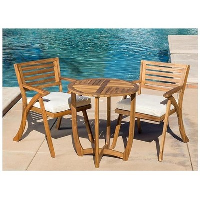 5pc Outdoor Hermosa Wooden Dining Set with Cushions-Christopher Knight Home
