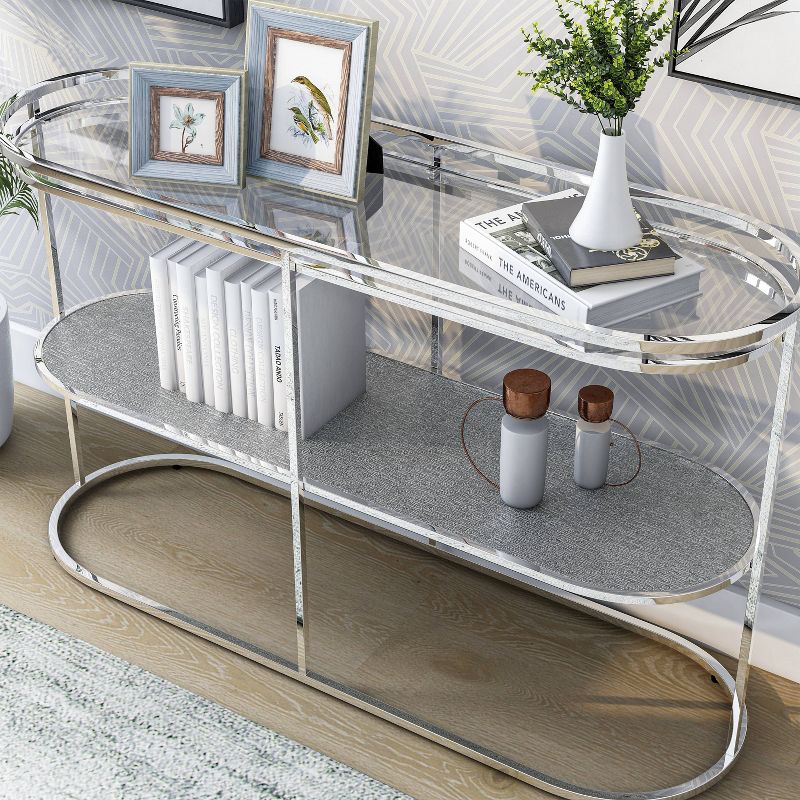 Yarmuth Glam 1 Shelf Sofa Table Chrome - HOMES: Inside + Out, 5 of 9