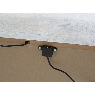Traditional White and Brown 2-Drawer Nightstand with USB Charging