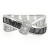 Slickblue Women’s Polished Stainless Steel Cross-Over Ring with Jet Black CZ, No Plating, size 5–10 - 3 of 4