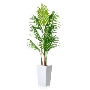 Orieon 4.8FT Artificial Palm Tree with White Planter, Realistic Tall Faux Areca Palm, Home Decor, Fake Tropical Tree for Living Room Office - 1 of 4
