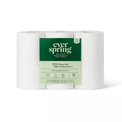 100% Recycled Toilet Paper - 12 Rolls - Everspring™