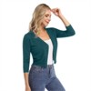 Clearlove Women's Cropped Bolero Cardigan – 3/4 Sleeve V-Neck Basic Classic Casual Button Down Knit Soft Sweater Top - 4 of 4