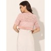 INSPIRE CHIC Women's Lace Round Neck Satin Panel Short Sleeve Bolero Shrugs - 3 of 4