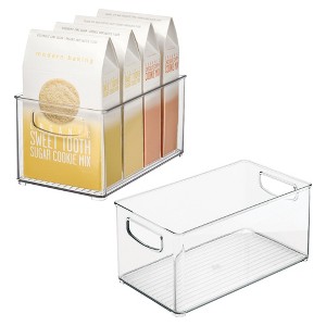 iDesign Stackable Pantry Bin with Handles for Cabinets or Fridge, Set of 2, Clear, Made in USA - 1 of 4