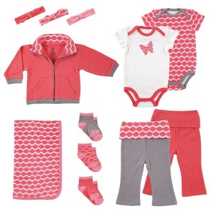 Yoga Sprout Baby Girl Cotton Layette Giftset, Butterfly, 0-6 Months - 1 of 1