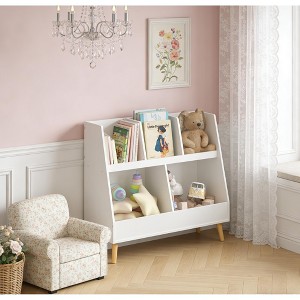 Airsurfer 3-Tier White with Light Wood Accents Bookshelf Children's Storage Organizer Shelf Playroom Essentials for Kids' Rooms and Playrooms - 1 of 4