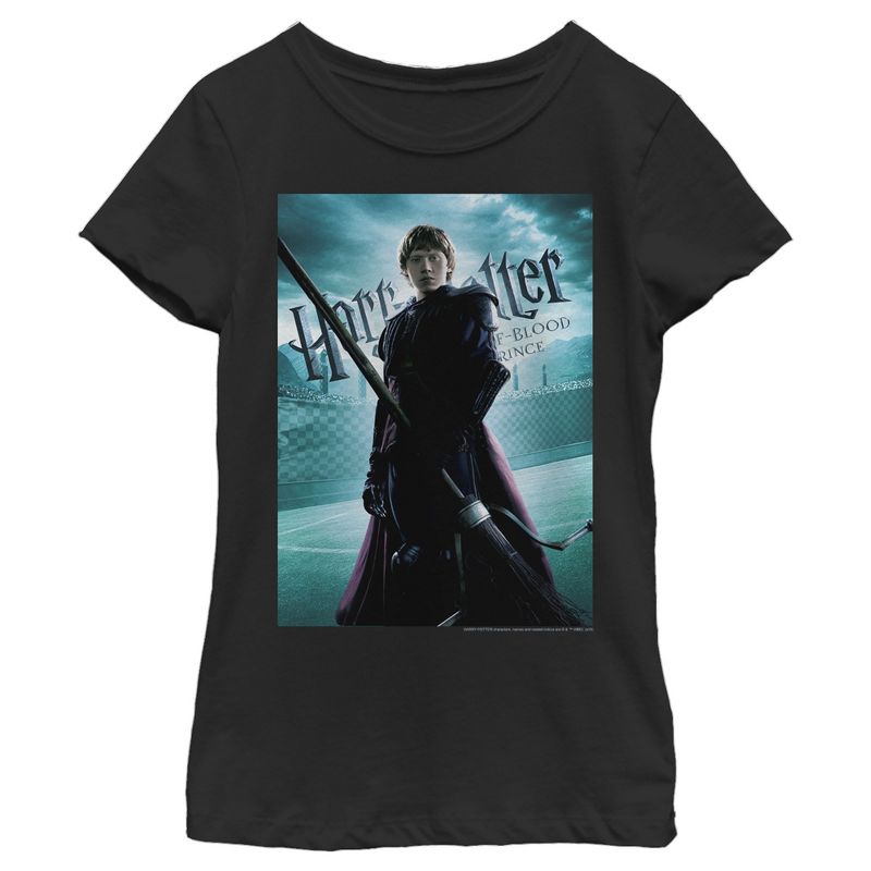 Girl's Harry Potter Half-Blood Prince Ron Quidditch Poster T-Shirt, 1 of 4