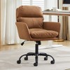 QingMoon PU Leather Office Desk Chair, 360° Swivel Computer Chair, Modern Ergonomic Armchair with Square Mid-Back for Conference, Study Room - 2 of 4