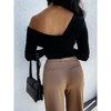 Long Sleeve T-Shirt for Women Sexy One-Shoulder Slim Fit Casual Tops - 3 of 3
