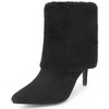 BLISSFUL STEP Women's Faux Fur Stiletto Heel Pointed Toe Ankle Boots - 2 of 4