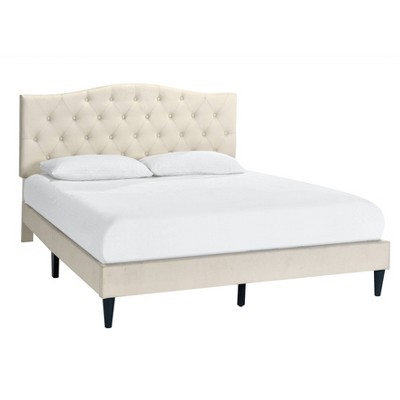 Queen Tufted Arch Upholstered Platform Bed Beige - HomeFare