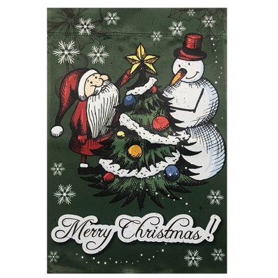 Northlight Merry Christmas Santa and Snowman Outside Garden Flag 28" x 40"
