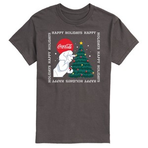 Men's - Coca Cola - Happy Holidays Bears and Tree Short Sleeve Graphic T-Shirt - 1 of 4