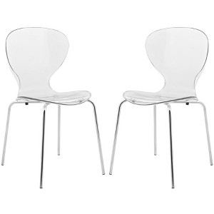 LeisureMod Oyster Modern Transparent Acrylic Dining Side Chair, Set of 2 - 1 of 4