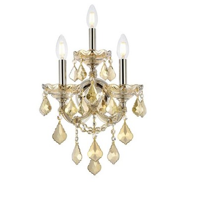 Elegant Lighting Maria Theresa 3 light Golden Teak Wall Sconce Golden Teak (Smoky) Royal Cut Crystal