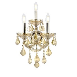 Elegant Lighting Maria Theresa 3 light Golden Teak Wall Sconce Golden Teak (Smoky) Royal Cut Crystal - 1 of 1