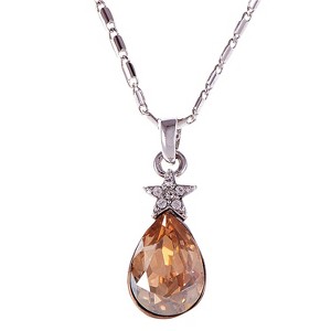 Anna-Kaci Women's Swarovski Crystal Elements Silver Tone Pendant Necklace with Unique Clover Design, Adjustable Chain, Adds Sparkle - Fish - 1 of 4
