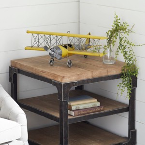 Metal Airplane Wall Decor with Chain Hanger Yellow - Olivia & May - 1 of 4