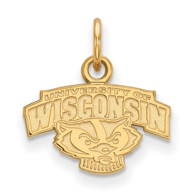 Black Bow Jewelry 10k Yellow Gold Wisconsin Badgers NCAA Extra Small Pendant