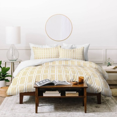 Twin/Twin Extra Long Little Arrow Design Co Dotty Boho Geometric Duvet Set Yellow - Deny Designs