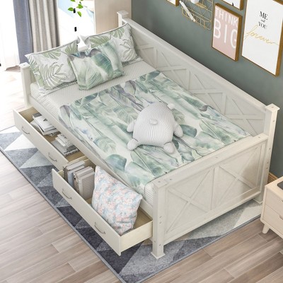 NicBex Modern Twin Size Daybed with 2 Large Drawers,X-shaped Frame for Bedroom,Living Room,Apartment