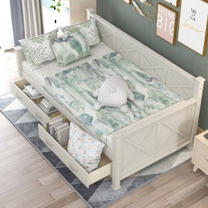 NicBex Modern Twin Size Daybed with 2 Large Drawers,X-shaped Frame for Bedroom,Living Room,Apartment - 1 of 4