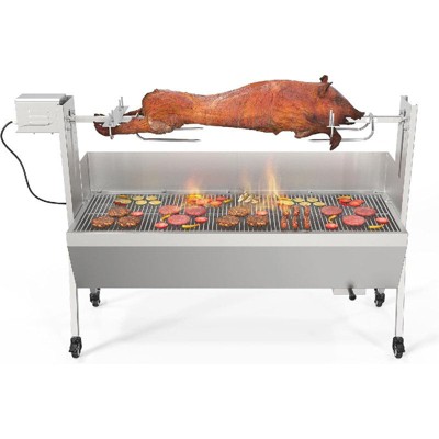Winado 46 in. 25W 110V Electric Rotisserie Grill Kit with Wind Baffle