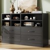 4 Drawer Dresser with 6 Adjustable Open Cubbies, Modern Black Wooden Dresser - 3 of 4