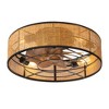 Airsurfer 19" Black Flush Mount Cage Ceiling Fan with LED Light, with 7 Dark Brown Blades,Remote Included - 2 of 4