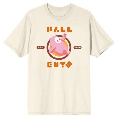 Fall Guys Ultimate Knockout Falling Pink Bean Men's Natural Ground T-shirt