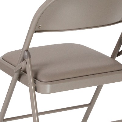 Hercules Series Double Braced Gray Vinyl Metal Folding Chair - 4 Pack