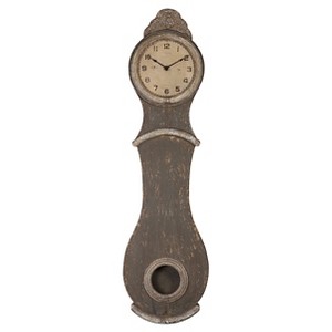 52" Wood Grandfather Style Wall Clock Distressed Gray Finish - Storied Home - 1 of 4