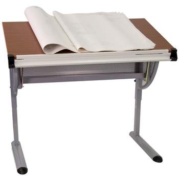 Emma and Oliver Adjustable Drawing and Drafting Table with Pewter Frame