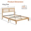 Full/Queen/King Size Bed Frame with Rattan Headboard, LED Lights & Wooden Foundation - 3 of 4