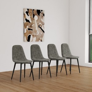 Dining Chairs Set of 4, Modern Accent Chairs, with Sturdy Black Metal Legs - 1 of 4