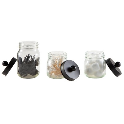 Black Glass and Plastic 5-Piece Bathroom Accessories Set