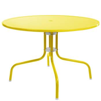 Northlight 39.25-Inch Outdoor Retro Metal Tulip Dining Table, Yellow