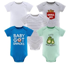 The Peanutshell Baby Boy or Girl Short Sleeve Bodysuits, 5-Pack, Little Foodie, Newborn to 24 Months - 1 of 4