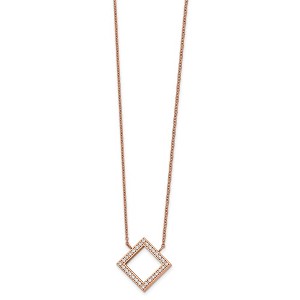 Chisel Stainless Steel Rose IP-plated Cubic Zirconia Pendant on a 17" Cable Chain Necklace with a 2.5" Ext. - 1 of 2