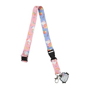 Hello Kitty Flowers 22” Blue & Pink Lanyard WIth ID Sleeve - 1 of 4