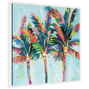 Kate & Laurel All Things Decor 22"x22" Sylvie Rainbow Coconuts Framed Canvas by Rachel Christopoulos White - 1 of 4