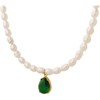 Clotth French-Inspired Non-Fading Necklace for Women, Elegant Emerald Zircon Pendant and Freshwater Pearl Colla - Gold - 2 of 4