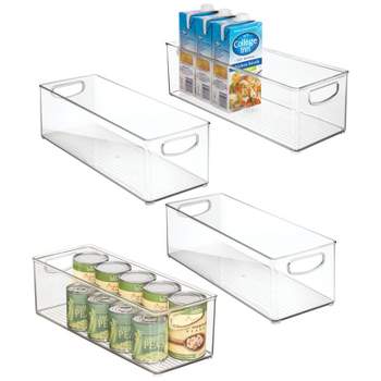 mDesign Plastic Kitchen Pantry Storage Organizer Bin with Handles, 4 Pack - Clear, 16 x 5.75 x 5